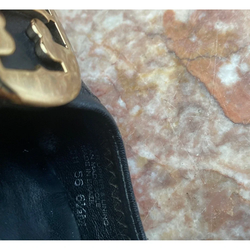 Tory Burch Minnie Travel‎ Black Leather Ballet Flat Size 6.5 M EUC, $228